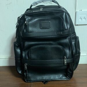 Tumi Black Leather Professional Travel Backpack
